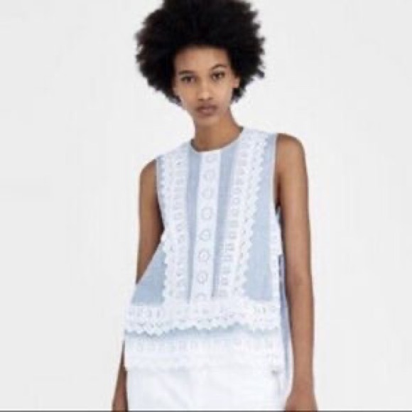 Zara blouse with white lace - Picture 3 of 3